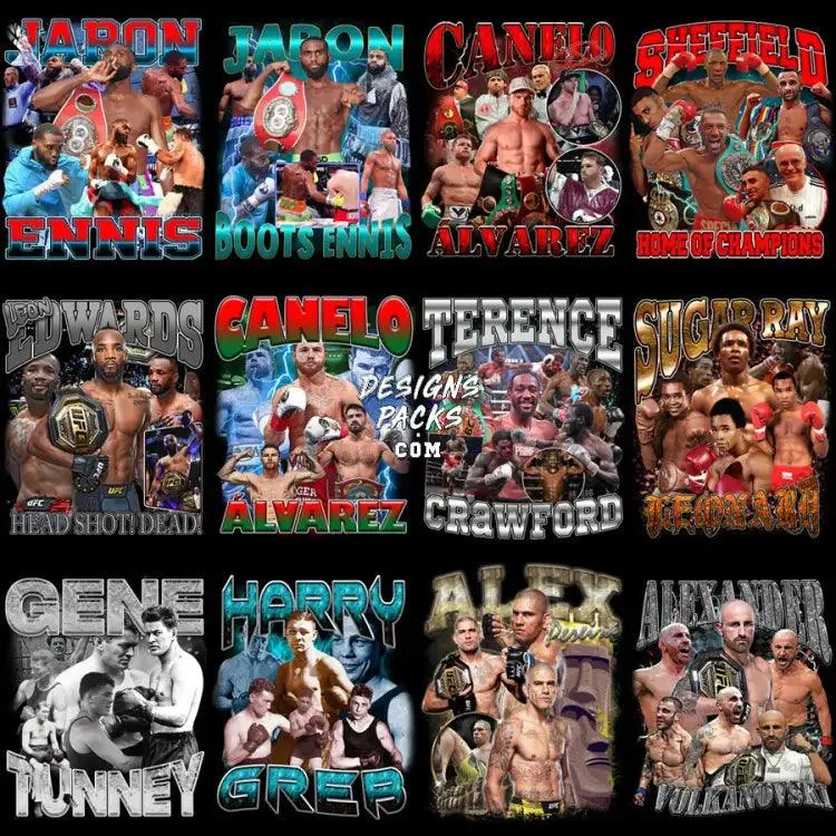 31 Combat Sports Bootleg Designs Bundle PNG