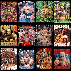 31 Combat Sports Bootleg Designs Bundle PNG