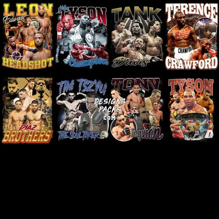 31 Combat Sports Bootleg Designs Bundle PNG