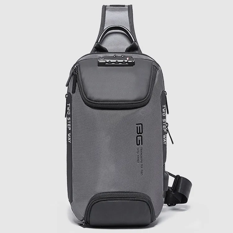 BANGE Men Security USB Chest Bag Portable Outdoor Shoulder Bag(Grey)