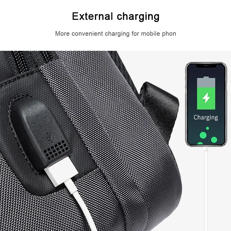 BANGE Men Security USB Chest Bag Portable Outdoor Shoulder Bag(Grey)