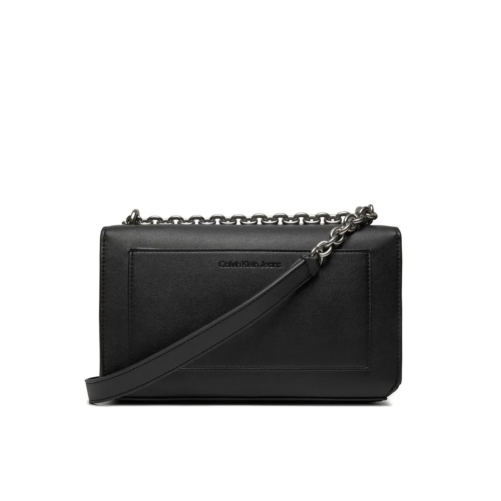 Black And White Artificial Leather Handbag