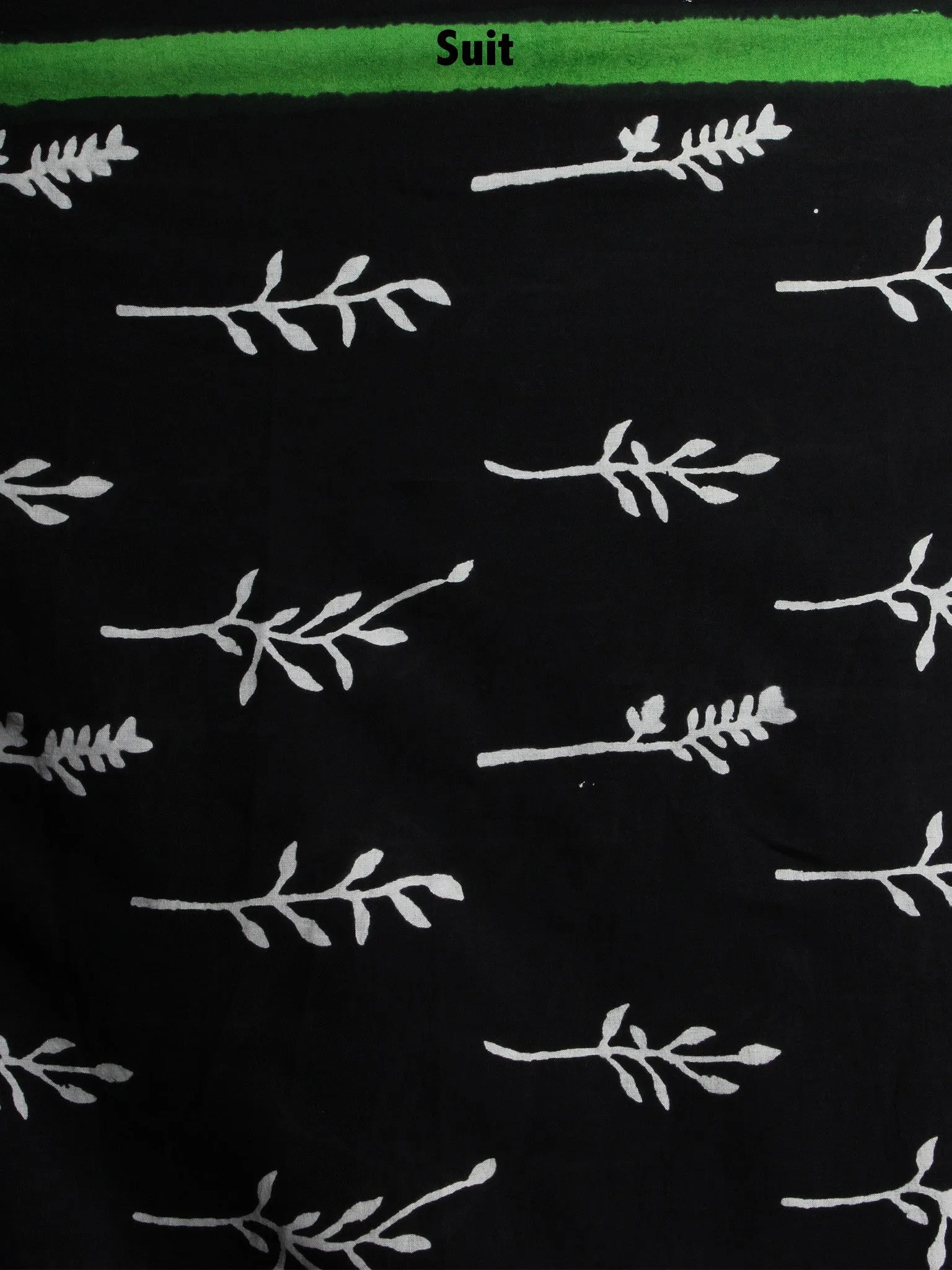 Black White Hand Block Printed Cotton Suit-Salwar Fabric With Chiffon Dupatta - S1628095