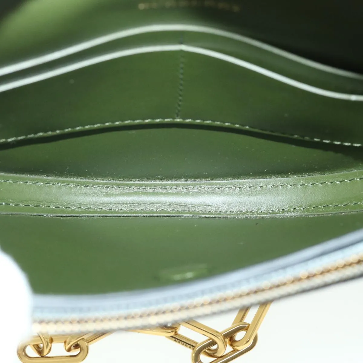 BURBERRY Olympia Chain Shoulder Bag Leather Silver  54029