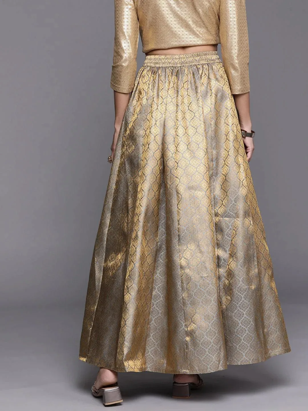 Grey Self Design Brocade Skirt