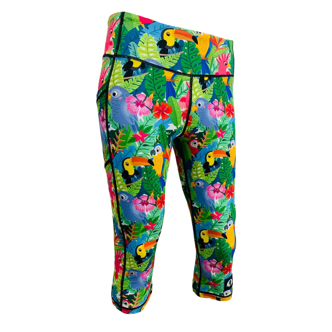 High Waist Funky 3/4 Leggings - Fowl Play