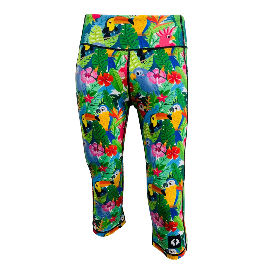 High Waist Funky 3/4 Leggings - Fowl Play