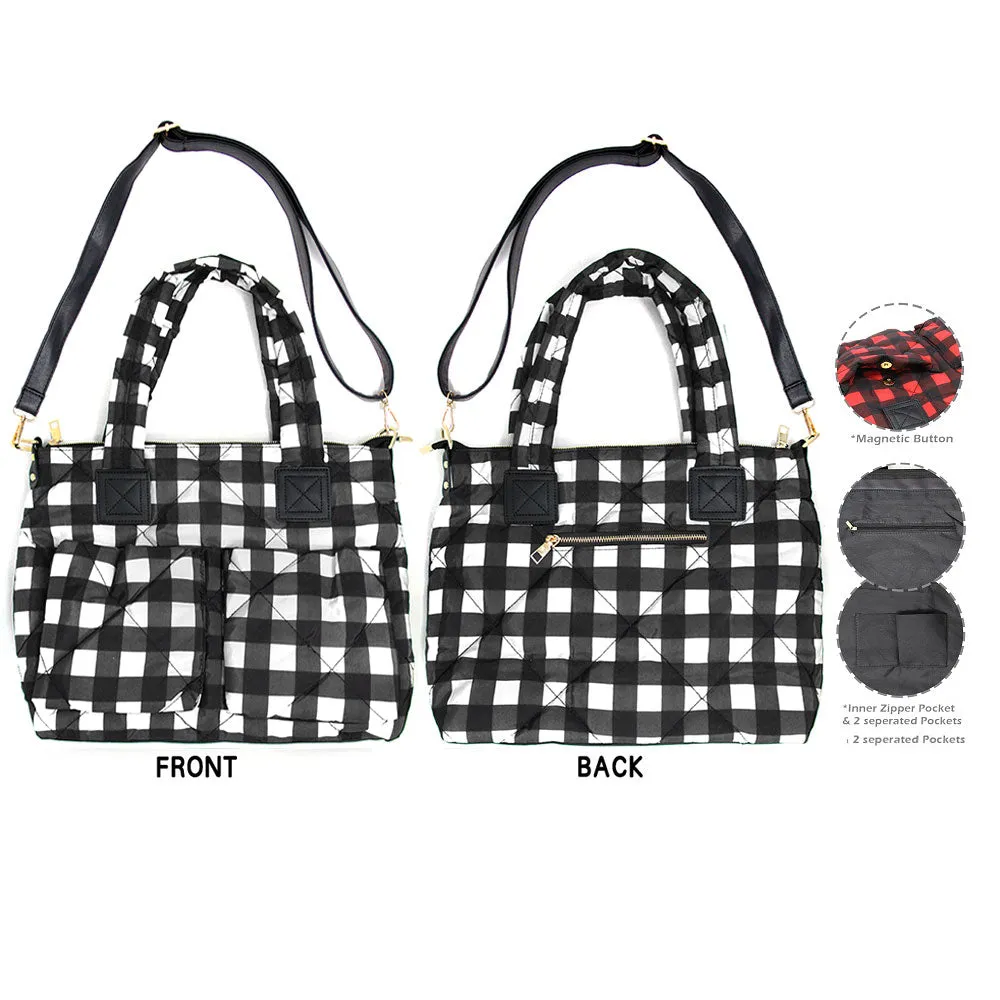 iLLASPARKZ Buffalo Check Puffer Tote Bag