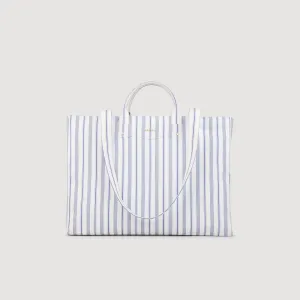 Le Marsa Striped Canvas Tote Bag Blue / Ecru