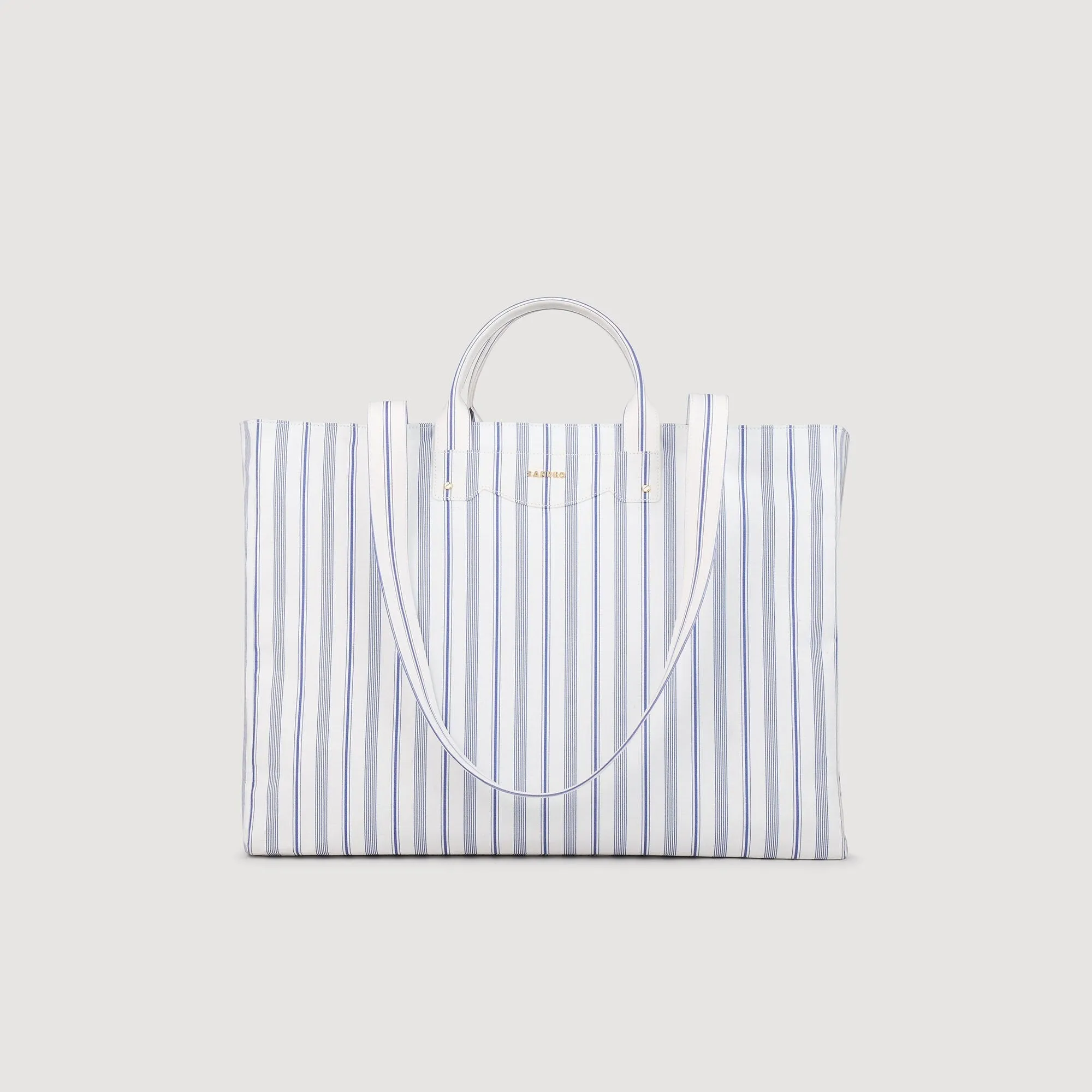 Le Marsa Striped Canvas Tote Bag Blue / Ecru