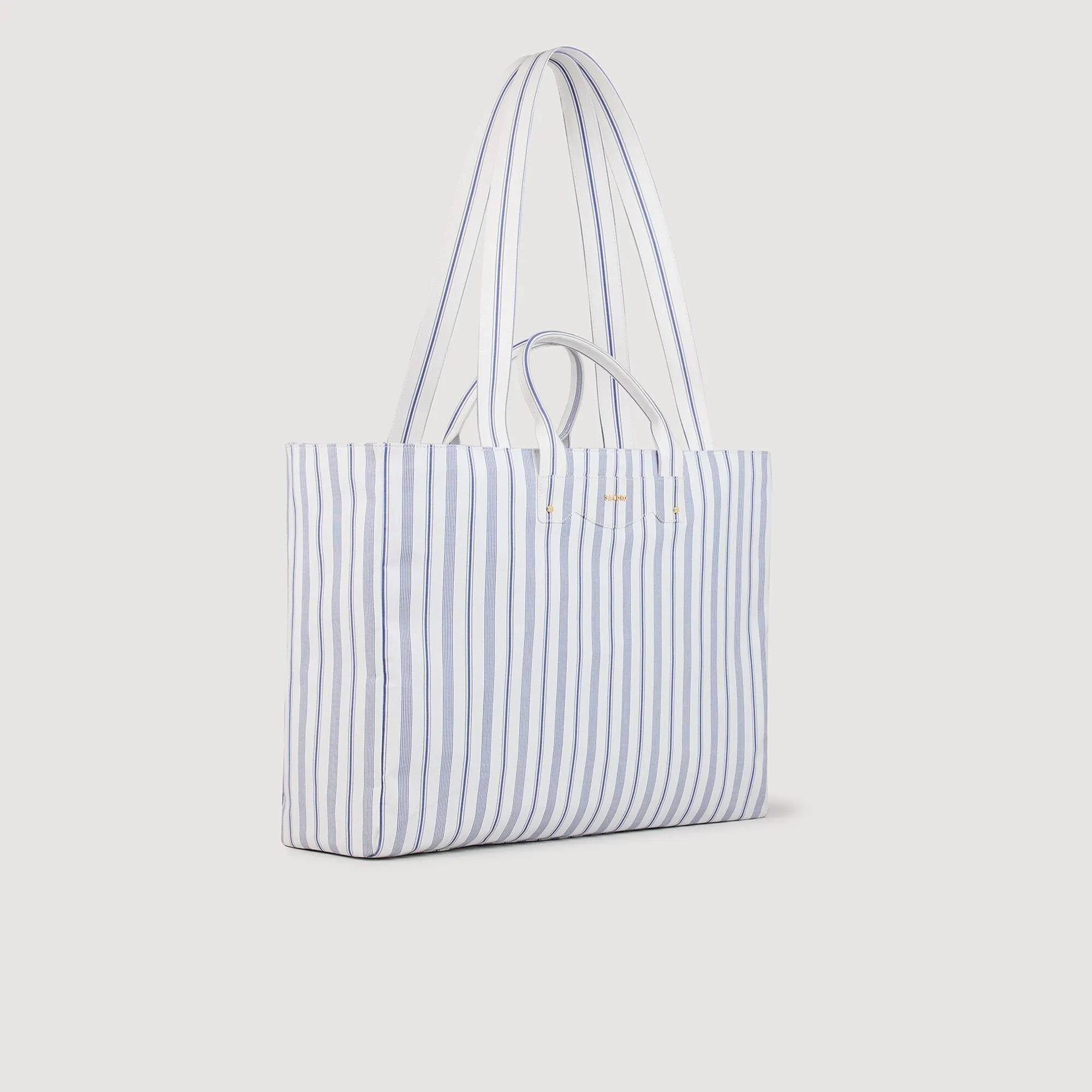 Le Marsa Striped Canvas Tote Bag Blue / Ecru