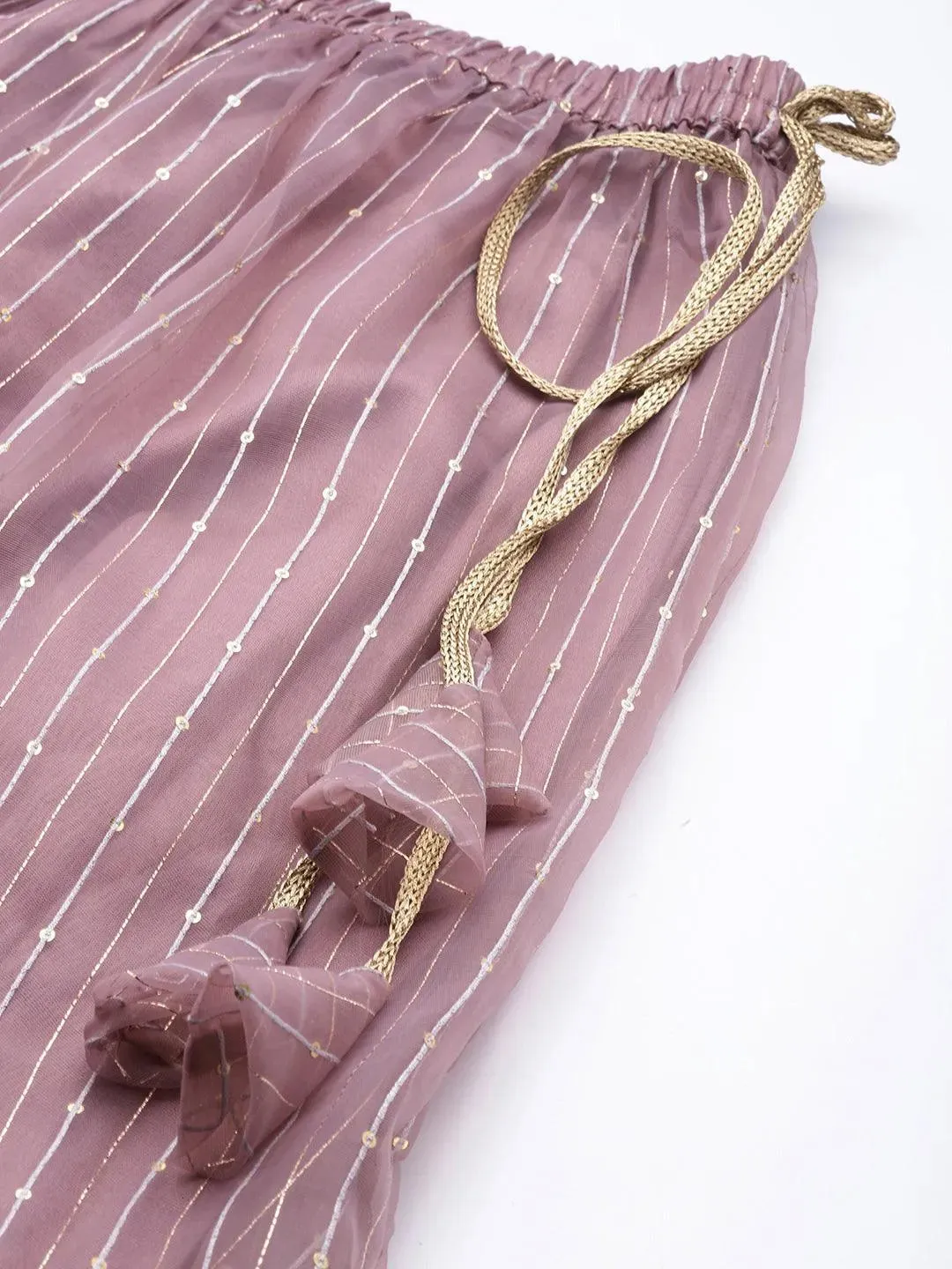 Mauve Embellished Organza Skirt