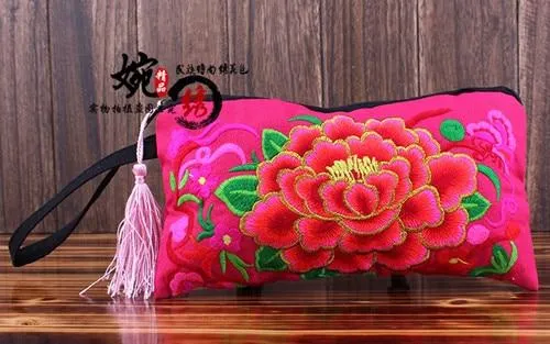 Nice embroidery small handbag!Top-quality  Women hand wallet fashion Lady embroidery embroidered handbag national party holder