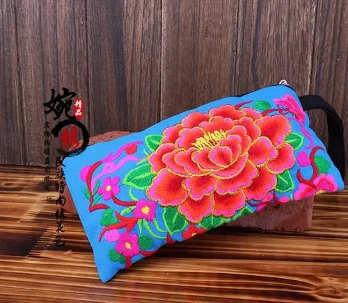 Nice embroidery small handbag!Top-quality  Women hand wallet fashion Lady embroidery embroidered handbag national party holder