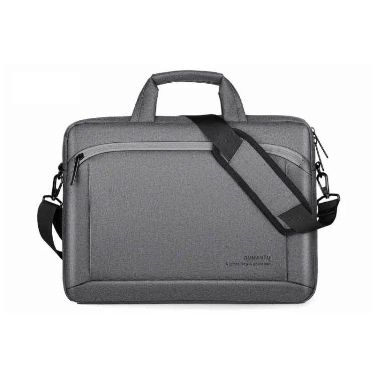 OUMANTU 030 Portable 15 inch Laptop Bag Leather Handbag Business Briefcase(Dark Gray)
