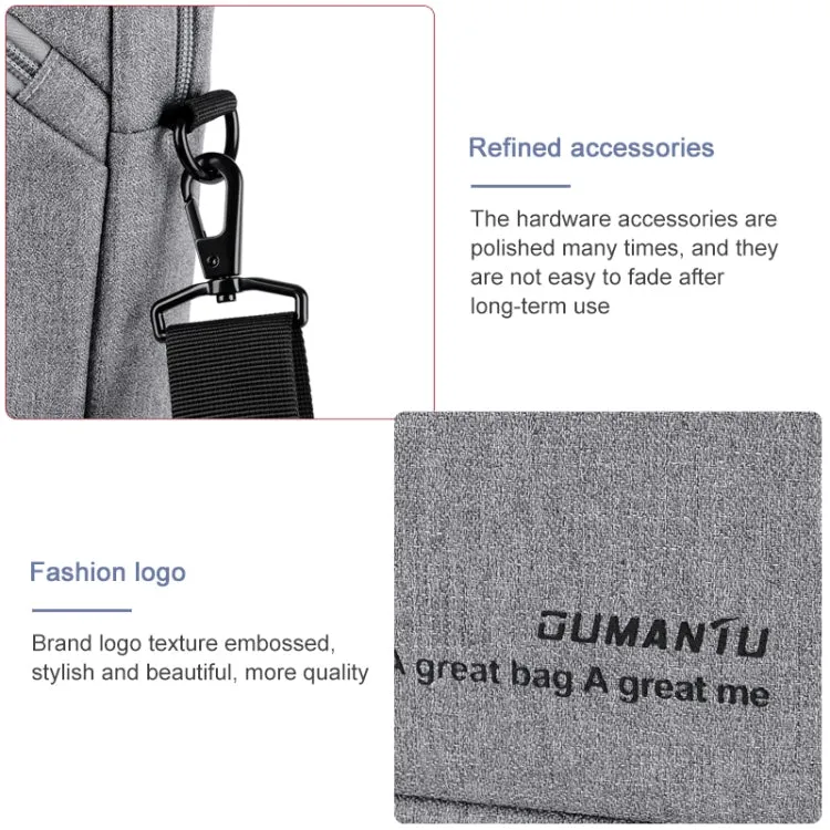 OUMANTU 030 Portable 15 inch Laptop Bag Leather Handbag Business Briefcase(Dark Gray)