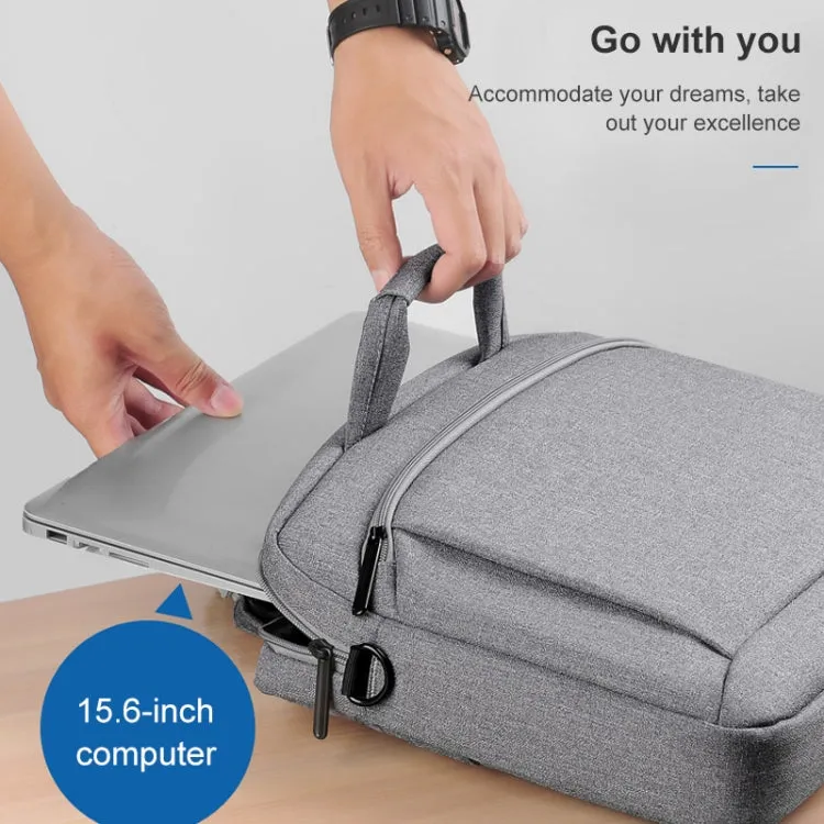 OUMANTU 030 Portable 15 inch Laptop Bag Leather Handbag Business Briefcase(Dark Gray)
