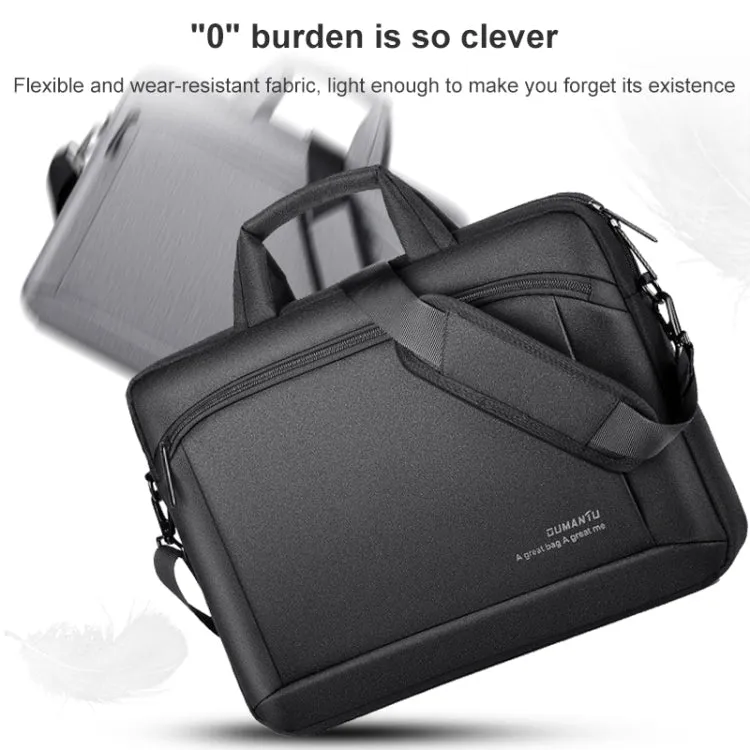OUMANTU 030 Portable 15 inch Laptop Bag Leather Handbag Business Briefcase(Dark Gray)