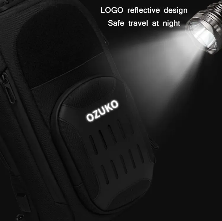 Ozuko 9361 Men Multifunctional Waterproof Crossbody Motorcycle Chest Bag(Black)