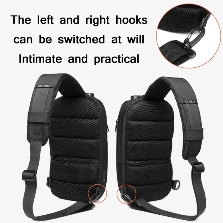 Ozuko 9361 Men Multifunctional Waterproof Crossbody Motorcycle Chest Bag(Black)