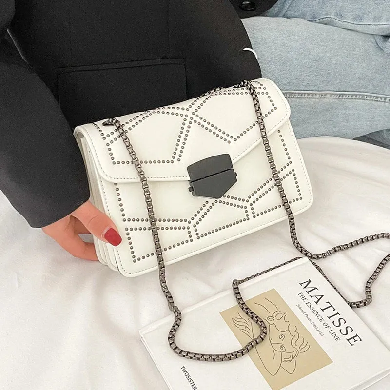 Rivet Chain Small Crossbody Bag for Women