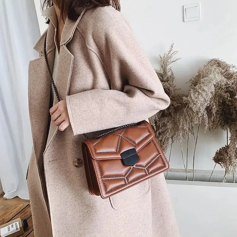 Rivet Chain Small Crossbody Bag for Women
