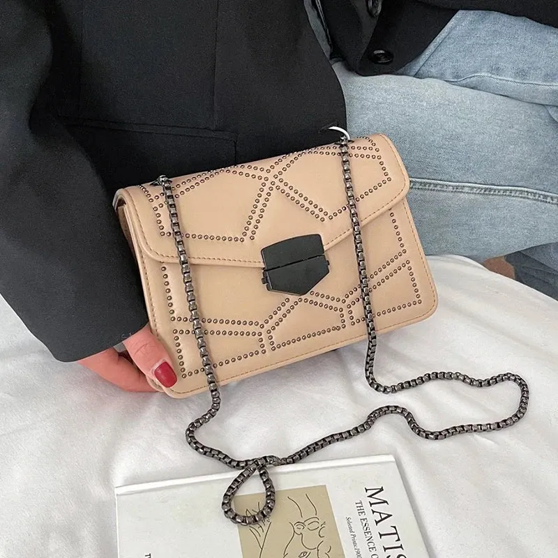 Rivet Chain Small Crossbody Bag for Women