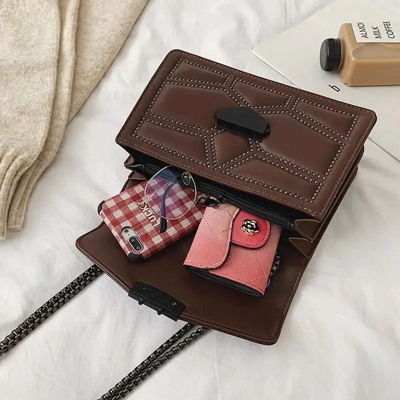 Rivet Chain Small Crossbody Bag for Women