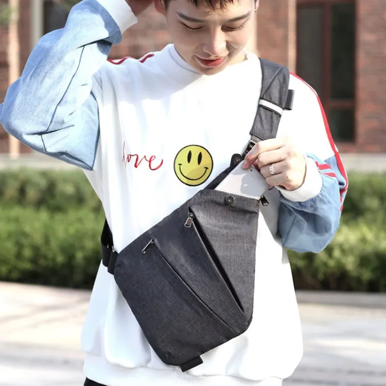 Sports Casual Men Crossbody Bag Large Capacity Multi-Pocket Single Shoulder Bag, Style: Right Shoulder Leather Film (Black)