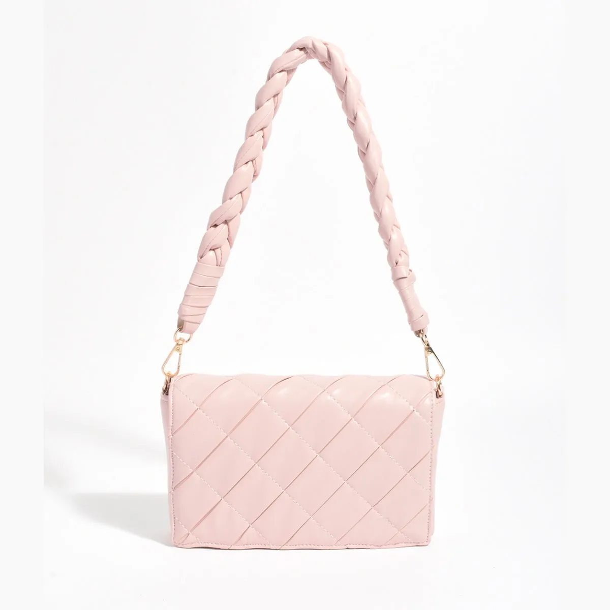 Torie Plait Handle Foldover Handbag (Pink)