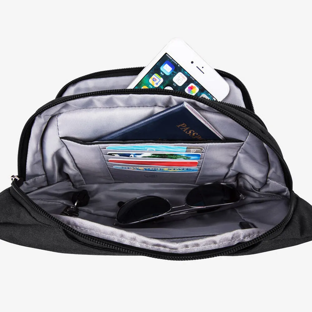 Travelon Anti-Theft Metro Waistpack RFID Waist Bag FannyPack Wallet Black Travel