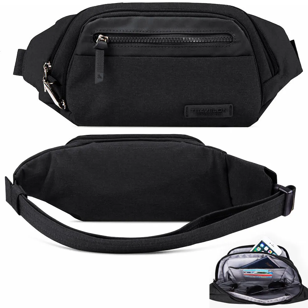 Travelon Anti-Theft Metro Waistpack RFID Waist Bag FannyPack Wallet Black Travel