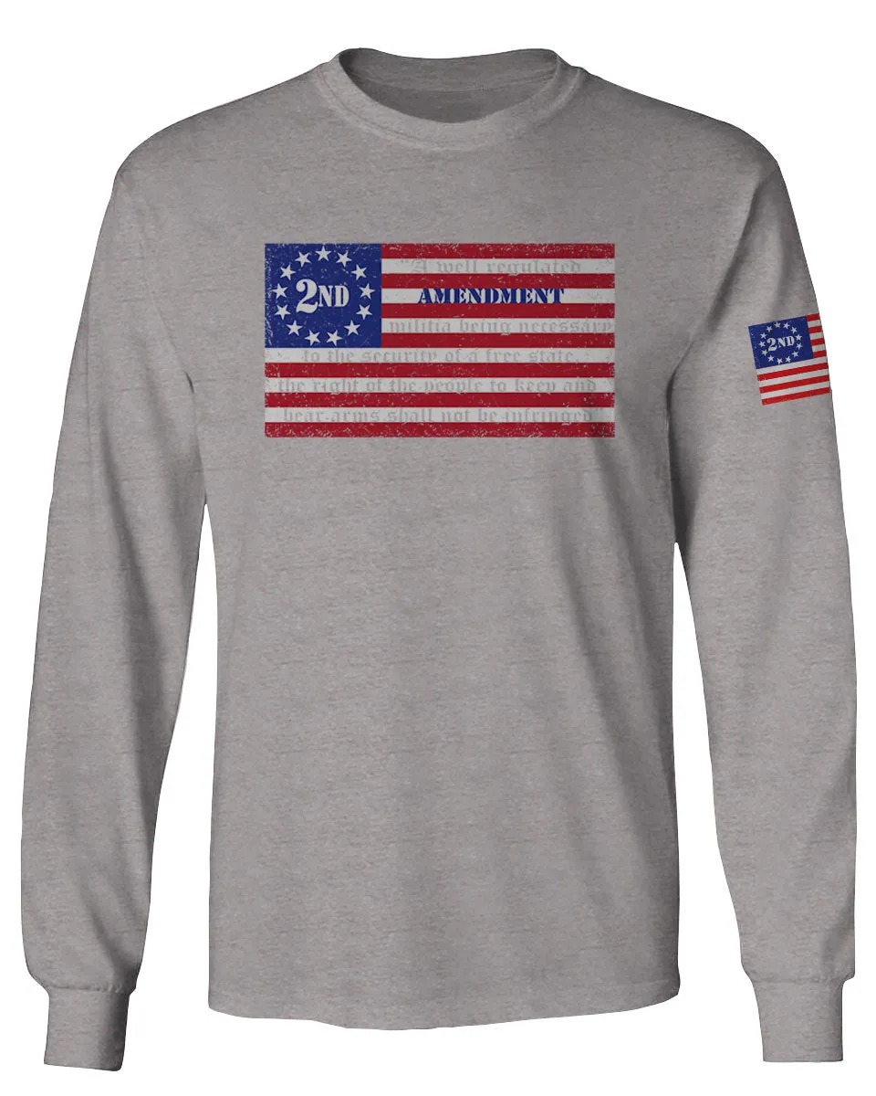 VICES AND VIRTUESS 2nd Amendment 1776 George Washington Flag American USA Guns Control mens Long sleeve t shirt