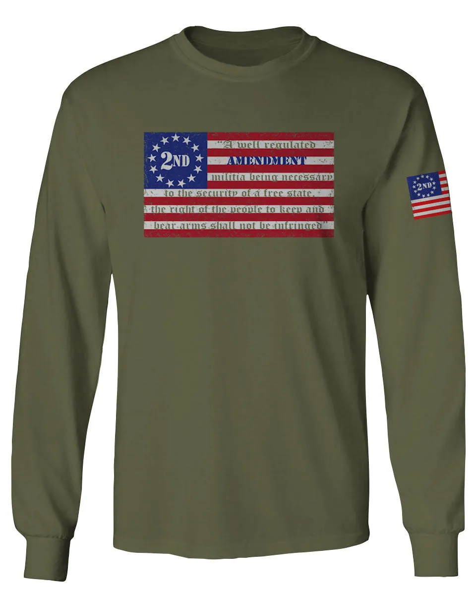 VICES AND VIRTUESS 2nd Amendment 1776 George Washington Flag American USA Guns Control mens Long sleeve t shirt