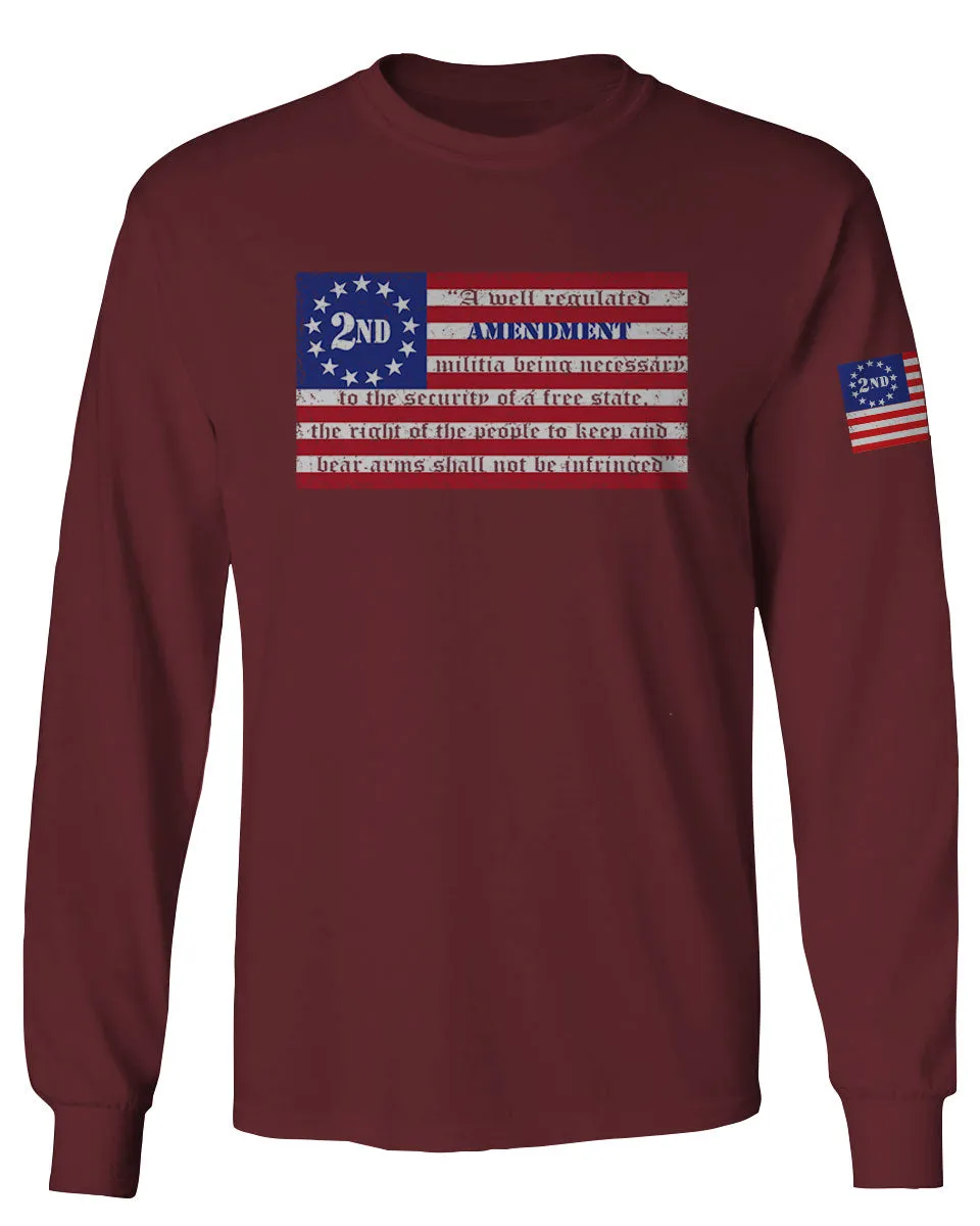VICES AND VIRTUESS 2nd Amendment 1776 George Washington Flag American USA Guns Control mens Long sleeve t shirt