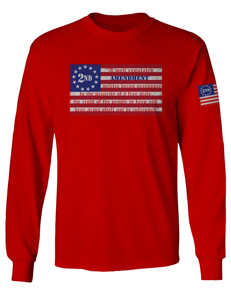 VICES AND VIRTUESS 2nd Amendment 1776 George Washington Flag American USA Guns Control mens Long sleeve t shirt